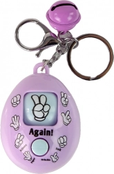 Lila kulcstartó kő-papír-olló játékkal