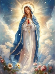 Gyémánt kirakós festés Szűz Mária a felhőkben 30 × 40 cm