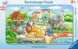 Ravensburger keretes gyerek kirakó, 15 darab – kirándulás az állatkertbe
