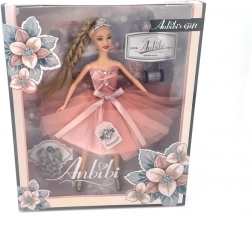 Baba rózsaszín ruhában 30 cm