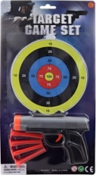 Tapadókorongos pisztoly céltáblával