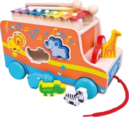 Fából készült Bino autó betéttel és xilofonnal