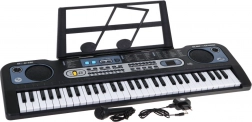 Gyermek billentyűs hangszer háttérvilágított billentyűkkel, 61 billentyű, mikrofon és kottatartó