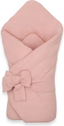 Muszlin pólya zsinóros megkötéssel New Baby, óarany rózsaszín