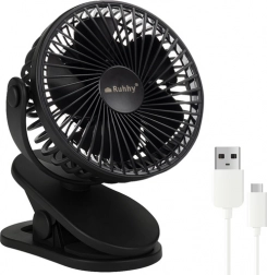 Ruhhy vezeték nélküli asztali ventilátor USB-C csatlakozóval és klipszel – fekete