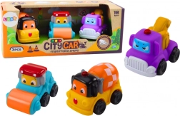 Puha gumiból készült építőjárművek készlete kisgyermekeknek