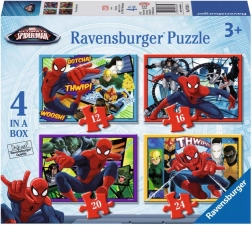 Gyerek kirakó Disney Spider-Man 4 az 1-ben – 12, 16, 20 és 24 darabos, 19×14 cm