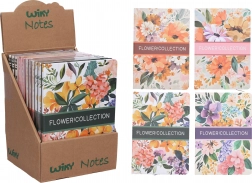 Vonalas jegyzetfüzet Virágmotívummal 21 × 14,5 cm, 80 oldal