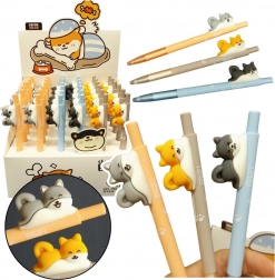 Zselés toll Shiba kutya figurával, kék tinta, 0,5 mm