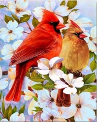 Gyémántfestés – madarak az ágakon 30 × 40 cm