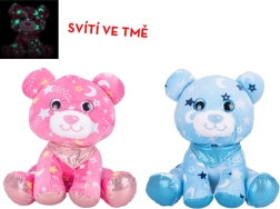 Plüss maci 20 cm sállal, sötétben világító