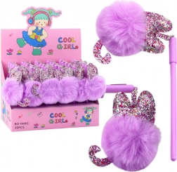 Hosszú zselés toll lila pomponnal