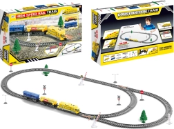 Nagy elektromos vonat vasúti pályákkal, vagonokkal, fénnyel