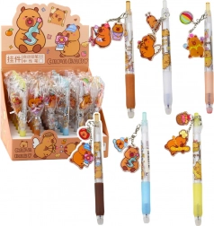 Kapibara zselés toll medállal, kék tinta 14,5 cm