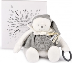 Doudou plüss jegesmedve gyűrűvel 30 cm szürke