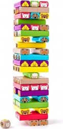 Színes torony állatokkal - ügyességi játék