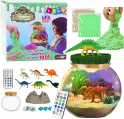 Kreatív dinoszauruszos DIY terrárium LED lámpával és távirányítóval