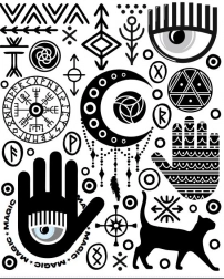 Rávasalható foltok – misztikus szimbólumok, nagy ív 20 × 30 cm