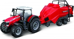 Massey Ferguson 8740S traktor modell bálázóval
