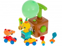 Lufis kilövőállomás kisautókkal – aerodinamikus maci, 23 darabos oktató készlet