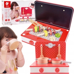 Fa konyha 2 az 1-ben gyerekeknek grillel és tűzhellyel 22 db