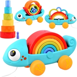 Szivárványos Montessori kaméleon, építőjáték 18 hónapos kortól