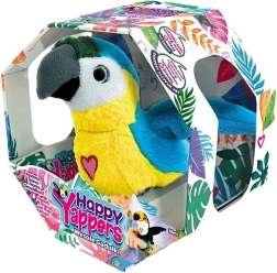 Interaktív plüss papagáj Happy Yappers – kék, beszélő és szavakat ismétlő