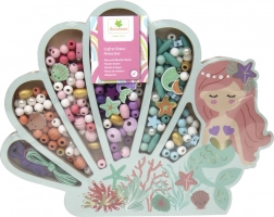 Fából készült pasztell gyöngyök – Sellő, 400 db