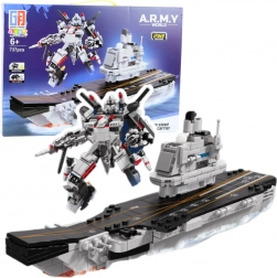 Konstrukciós építőkészlet repülőgép-hordozó és robot 2 az 1-ben, 737 darab