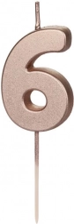 Rózsaarany tortagyertya 6-os szám