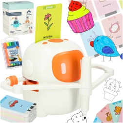 Edukatív interaktív robot rajzolás és írás tanulásához kártyákkal és filctollakkal