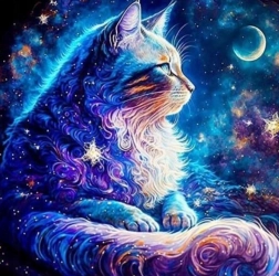 Gyémánt festés Űrmacska 30x40 cm