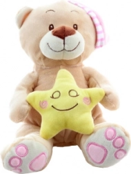 Plüss maci csillaggal rózsaszín 23 cm