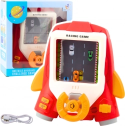 Gyerek versenyszimulátor Rakéta kormánnyal és hangokkal – piros