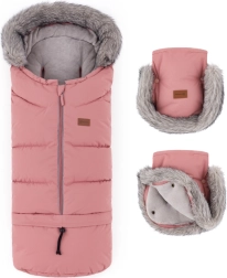 Petite&Mars téli szett: Arctic 4 az 1-ben lábzsák és Furry babakocsi kesztyű old rose