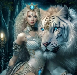 Gyémántfestés lány tigrissel 30 × 40 cm