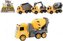 Műanyag lendkerekes építőautó 10 cm – 3 féle, 12 db-os doboz