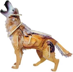 Fából készült 3D kirakó – színes farkas – WOODCRAFT