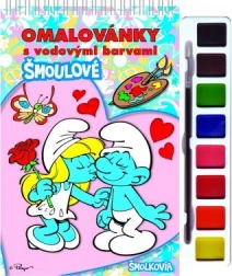 Hupikék Törpikék kifestő vízfestékkel és ecsettel, spirálkötés 21 × 23 cm