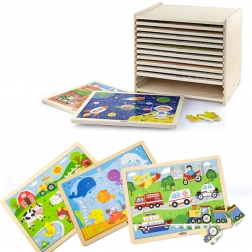 Viga fa puzzle – 12 darab 24 részes keretes kirakó állvánnyal