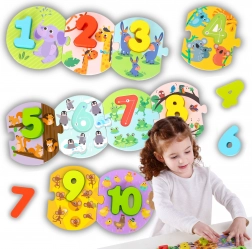 Tooky Toy Montessori oktatójáték puzzle számok tanulásához