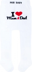 Pamut gyerek harisnyanadrág NEW BABY fehér I Love Mum and Dad
