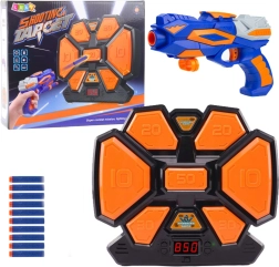 Lövős játék habszivacs lövedékekkel és elektronikus céltáblával, LED számlálóval