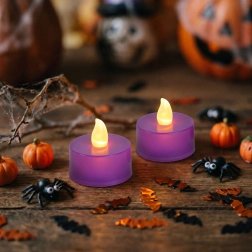 Halloween-i lila LED-es mécsesek, 2 db