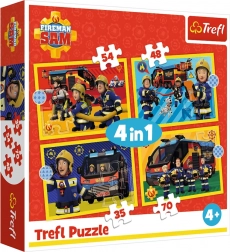 4 az 1-ben puzzle TŰZOLTÓ SAM – tűzoltók bevetésen (35, 48, 54, 70 darab) Trefl