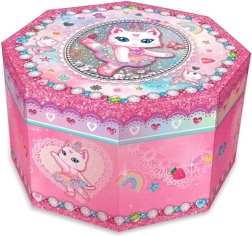 nyolcszögletű zenélő ékszerdoboz – balerina cica