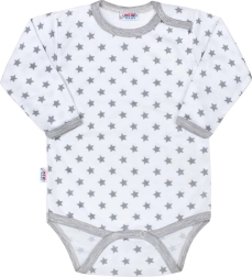 New Baby Classic II szürke csillagos baba body