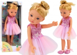 Rózsaszín balerina baba ruhában 33 cm