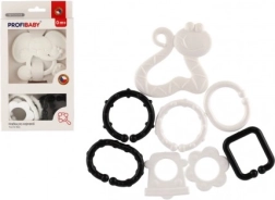 Állat-formájú rágóka fekete-fehér medállal