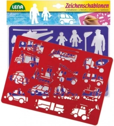 Rajzoló sablonok közlekedési eszközök és emberek mintával